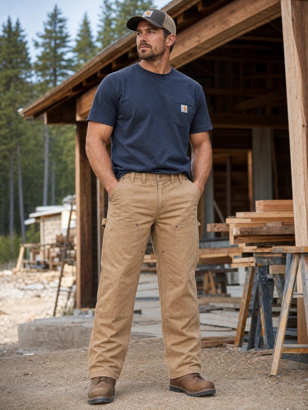 Carhartt Men's Tan Double Knee Work Pants